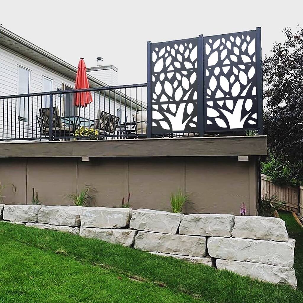 HighlanderHome Freestanding Modular Metal Privacy Screen, 4FtX 6Ft