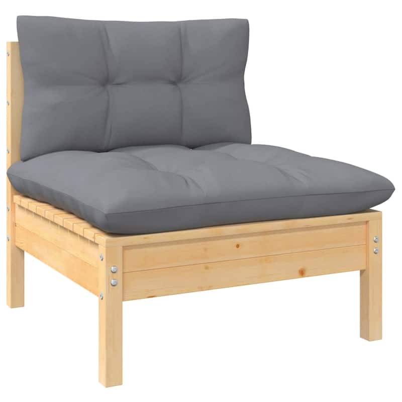 vidaXL Solid Pinewood Patio Lounge Set 13 Piece with Cushions Multi Colors - 25" x 25" x 24.6"