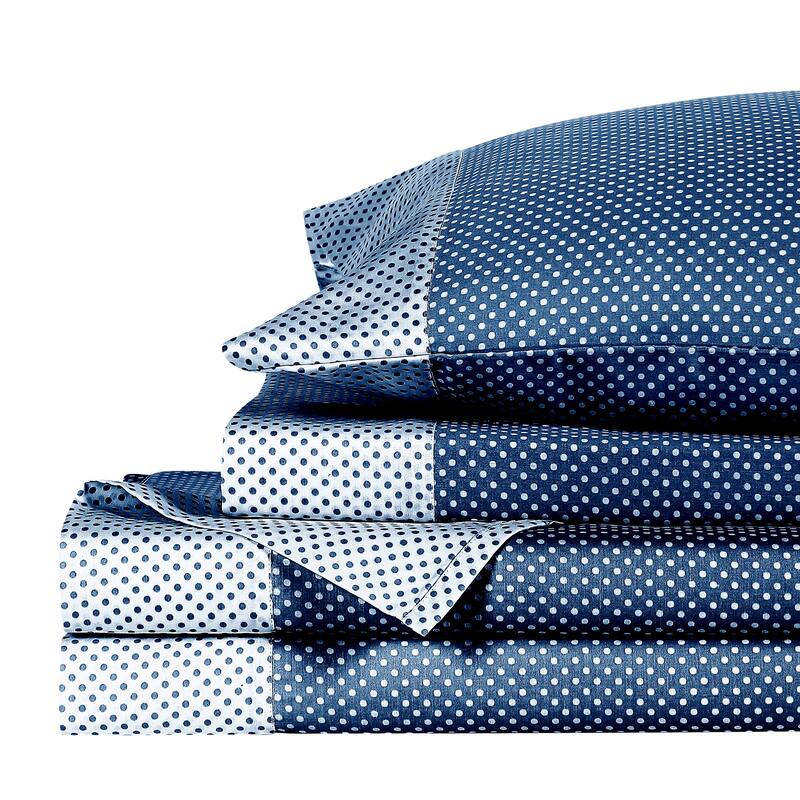 Anne Klein Westhill Dot 4-Piece Cotton Sateen Sheet Set