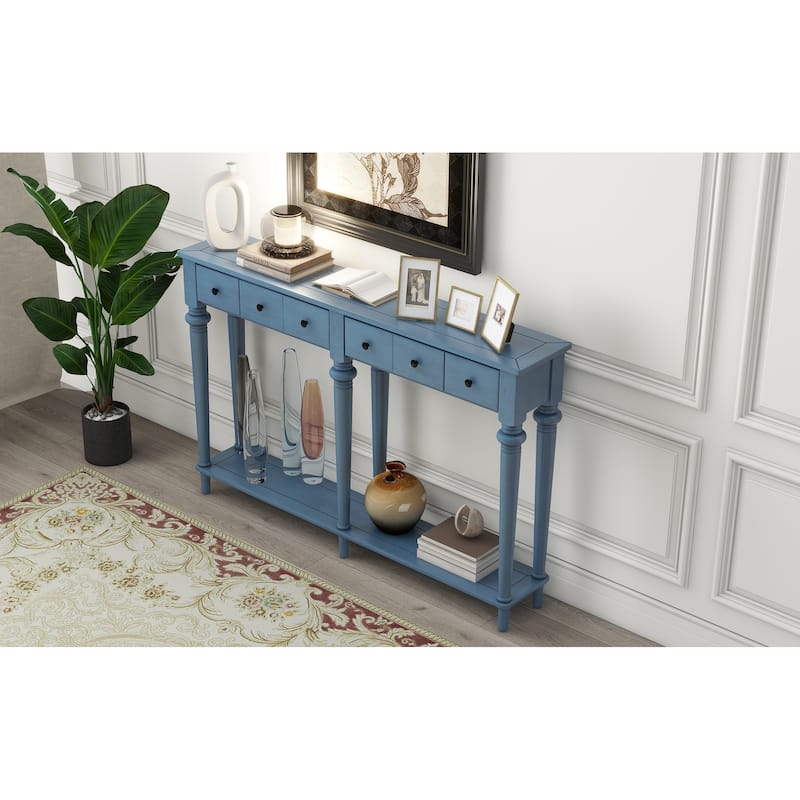 Retro Console Table with Open Shelf