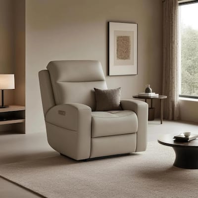 39''W Genuine leather Triple-Power Reclining with Extendable Footrest and USB/USB-C Ports