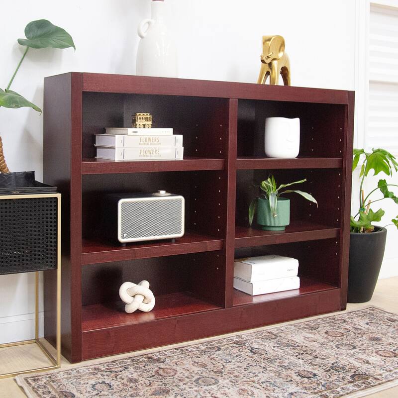 Concepts in Wood Double Wide Wood Bookcase, 6 Shelf, 36 inch Tall