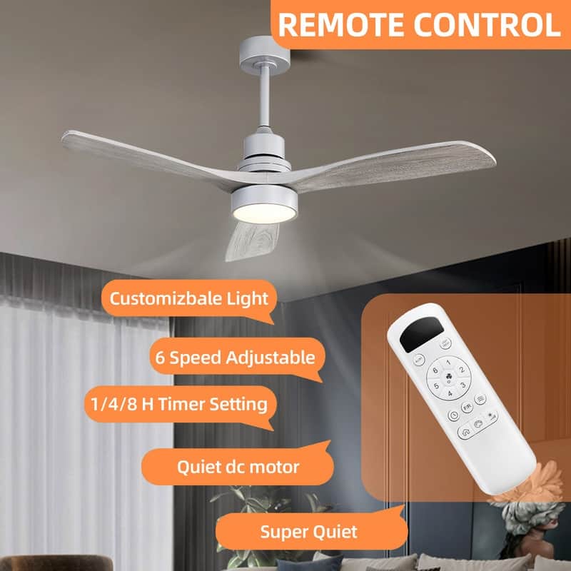 48/52 in. Modern Ceiling Fans with LED Light,Quiet/Reversible DC Motor, Flush Mount or Downrod, in White/Silver/Black