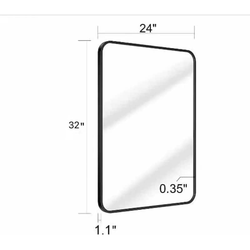 Rectangle Mirror Wall Mounted, Large Size Bathroom Vanity Wall Mirror with Rounded Corner Metal Frame