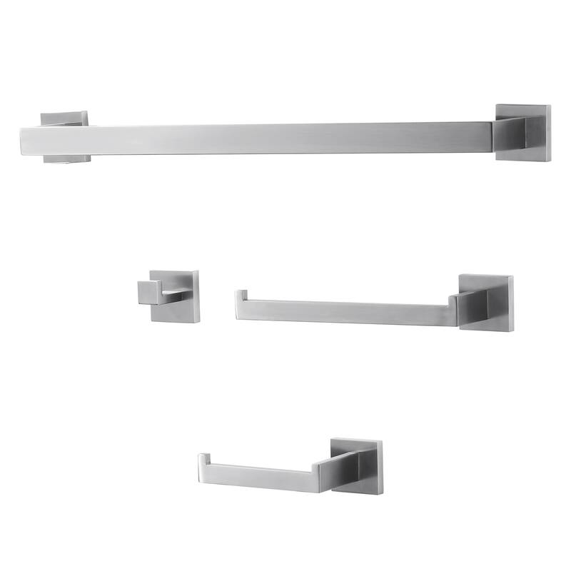 WOWOW Stainless Steel 4-Piece Bathroom Hardware Set (Includes Installation Accessories) - Brushed Nickel
