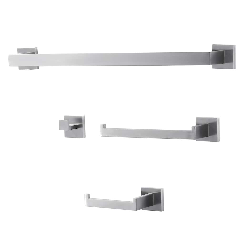 WOWOW Stainless Steel 4-Piece Bathroom Hardware Set (Includes Installation Accessories)