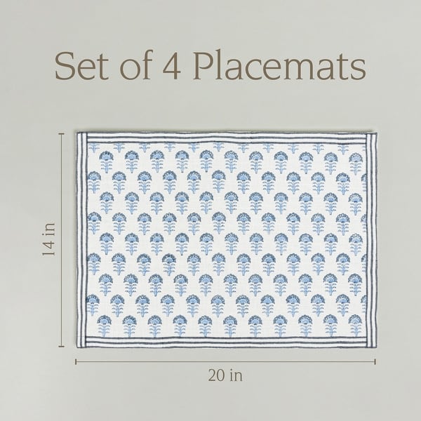 dimension image slide 5 of 9, over&back Hand-Blocked 100% Cotton Placemats - Machine Washable - Set of 4