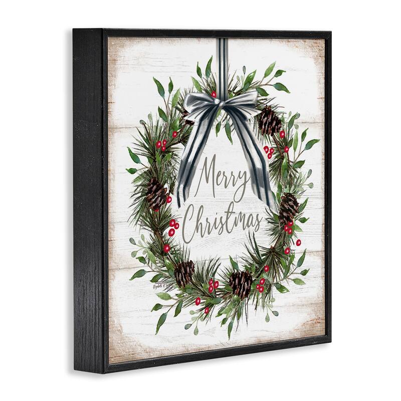 Stupell Rustic Christmas Pinecone Wreath Framed Giclee Art Design By Elizabeth Tyndall