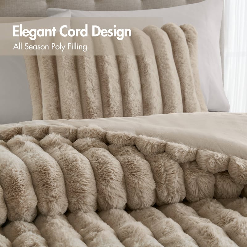 Madison Park Jasmine Ultrasoft Faux Fur Ribbed Comforter Set