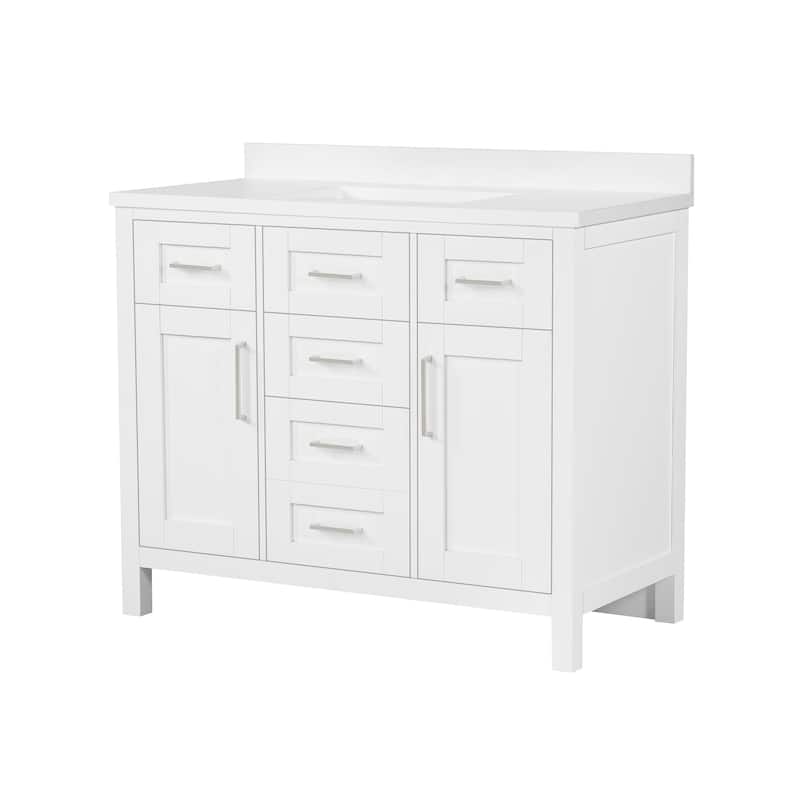 OVE Decors Tahoe III 42 in. White Vanity with power bar and included mirror