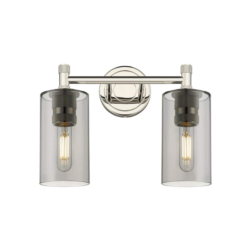 Innovations Lighting 434-2W-11-14 Crown Point Vanity Crown Point 2 - Polished Nickel / Plated Smoke