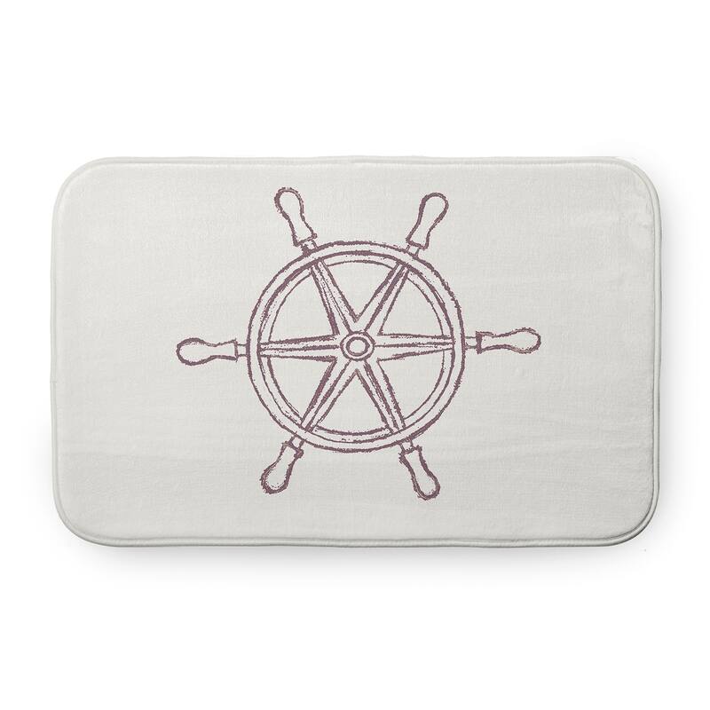 Large Ship Wheel Bathmat - 34" x 21" - Dusty Purple