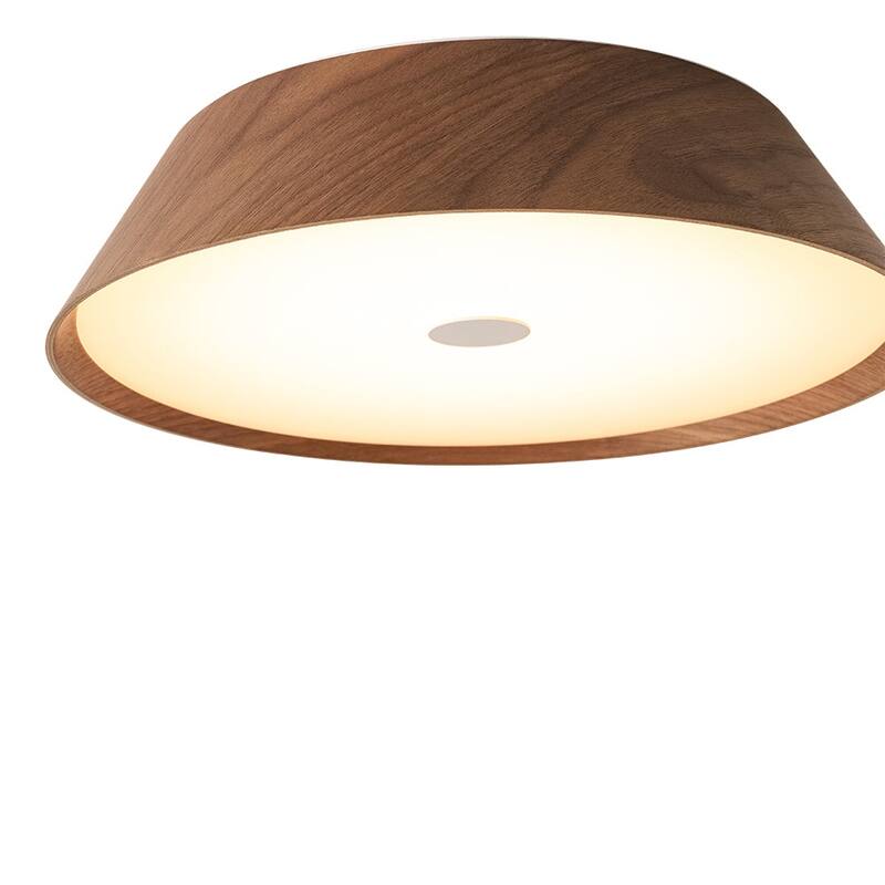 Scandinavian Wood Style Dimmable LED Flush Mount Ceiling Light 13.2in