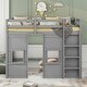 preview thumbnail 9 of 10, Wood Twin Size Loft Bed with Built-in Storage Wardrobe and Two Windows, Gray