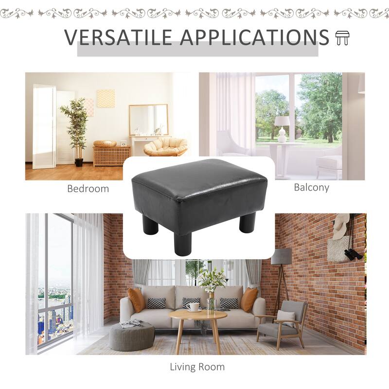 Ottoman Foot Rest, Small Foot Stool with Faux Leather Upholstery, Rectangular Ottoman Footrest