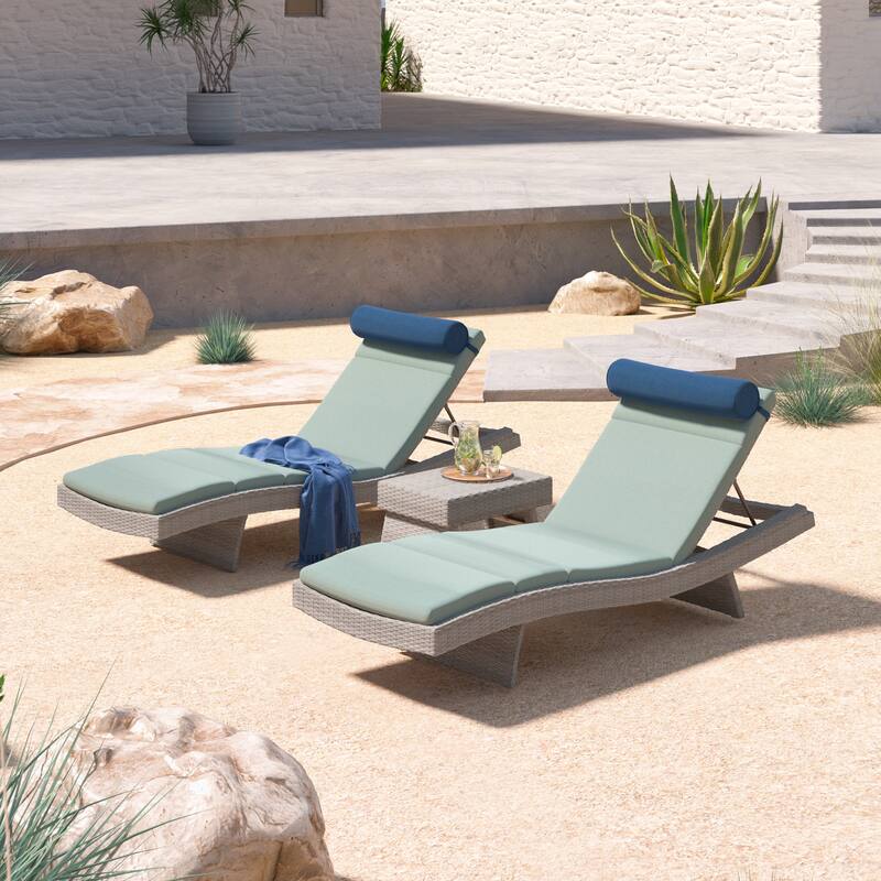 Portofino Comfort 3 Piece Sunbrella Outdoor Patio Chaise Lounge Set