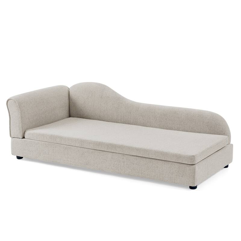 Oversized Pet Sofa, Elegant Modern Linen Fabric Elevated Dog Sofa Bed, Oversized Rectangular Pet Bed with Backrest & Armrest