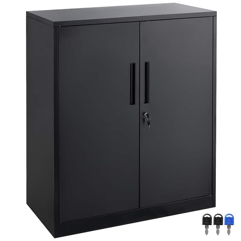 Metal Storage Cabinet with 2 Magnetic Doors and 2 Adjustable Shelves, 200 lbs Capacity per Shelf, Locking Steel Storage - 200 lbs Capacity