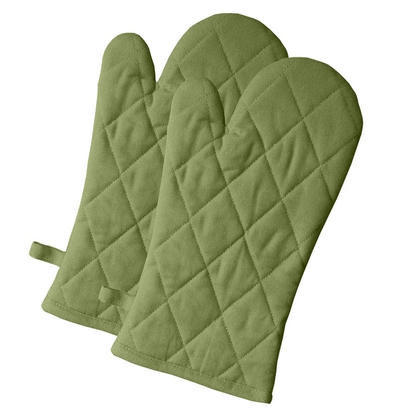 Fabstyles Solo Waffle Cotton Oven Mitt Set of 2 - Moss Green