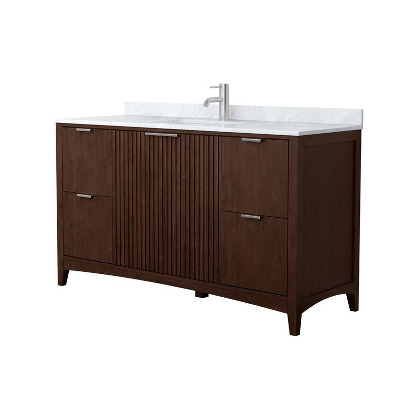 Wyndham Collection WCF9191-60S-CMUNSMXX Palmilla 60" Free Standing - Dark Walnut / Brushed Nickel Hardware