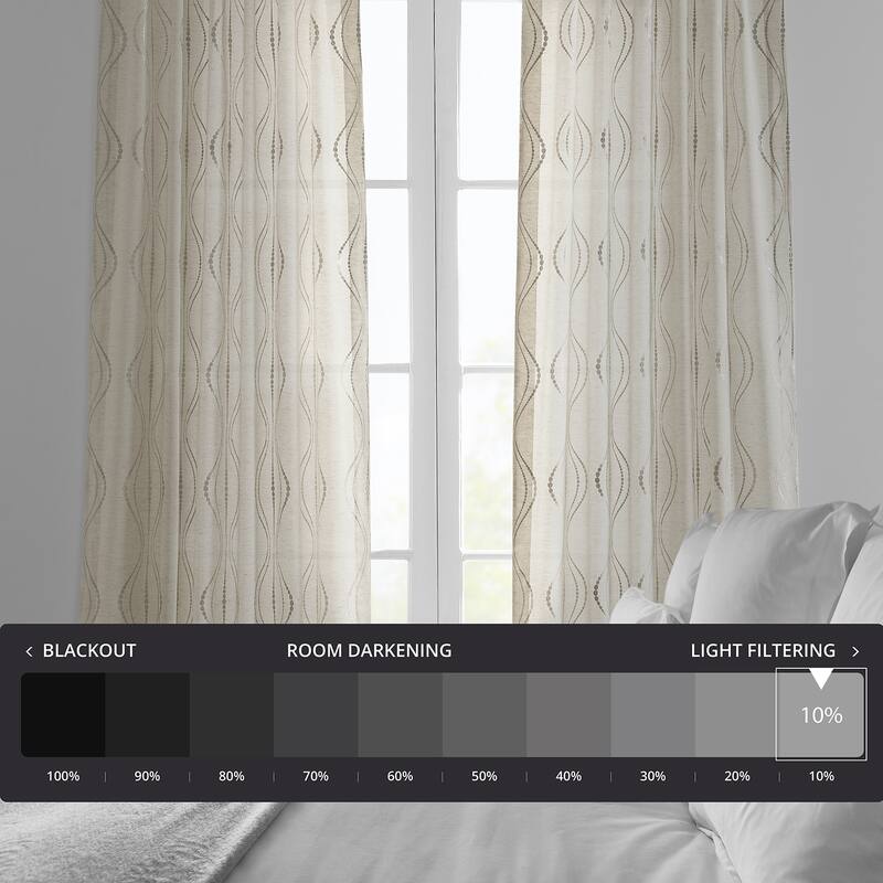 Exclusive Fabrics Suez Embroidered Faux Linen Sheer Curtain (1 Panel)