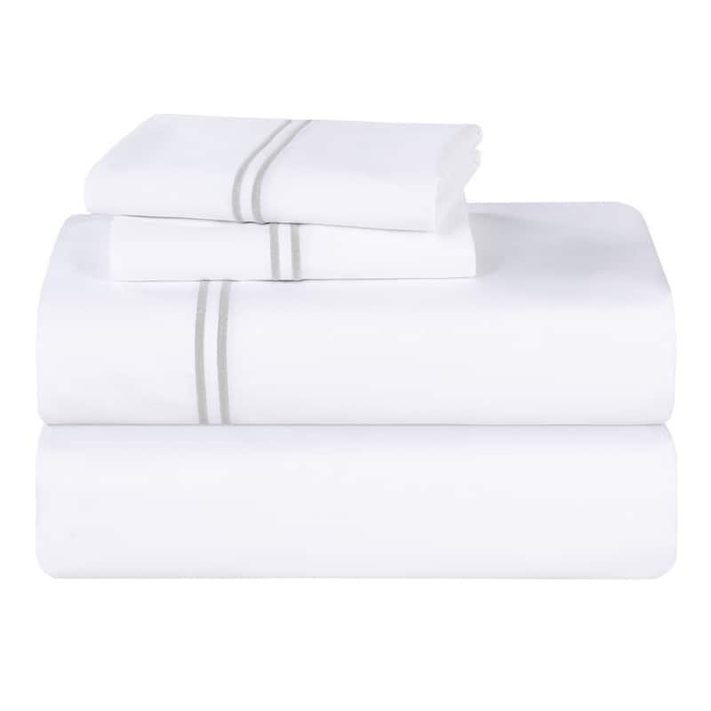 Blue Nile Mills Legacy Cotton Two-Line Embroidered Bed Sheet Set