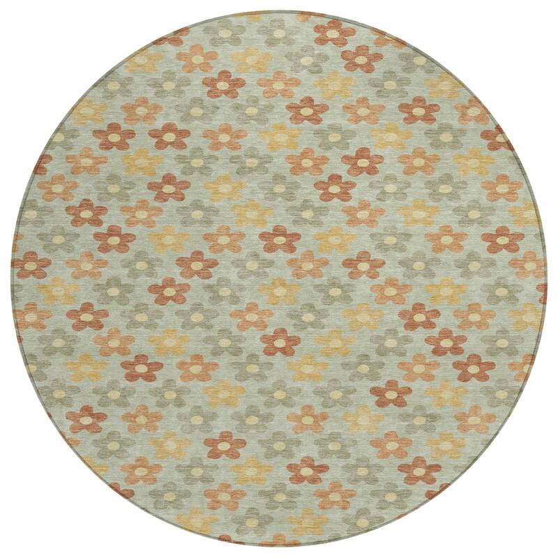 Machine Washable Indoor/ Outdoor Floral Kechi Chantille Rug