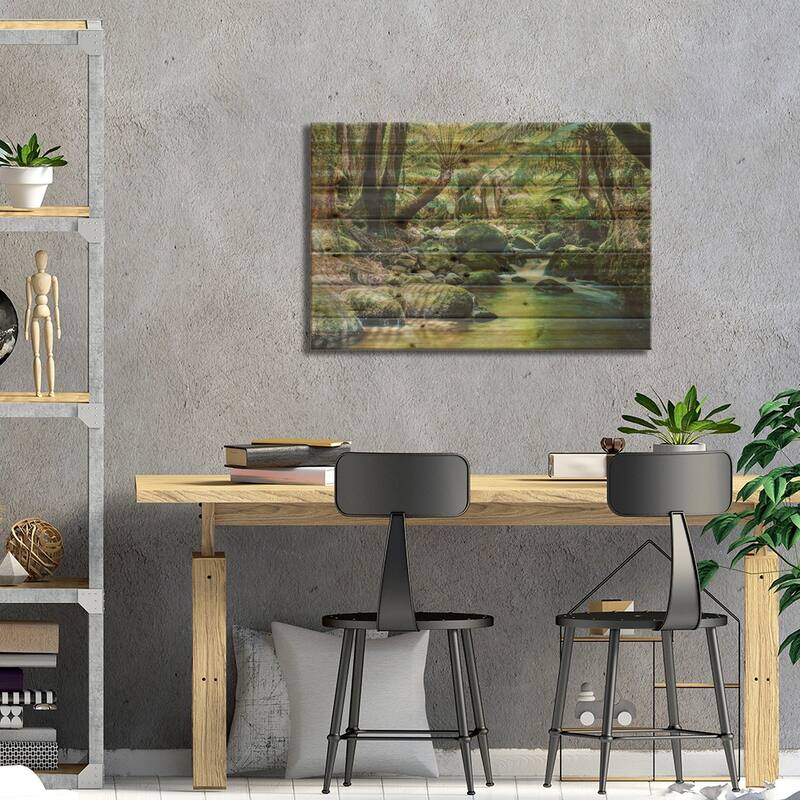 River In The Tasmanian Rainforest Print On Wood by Matteo Colombo - Multi-Color
