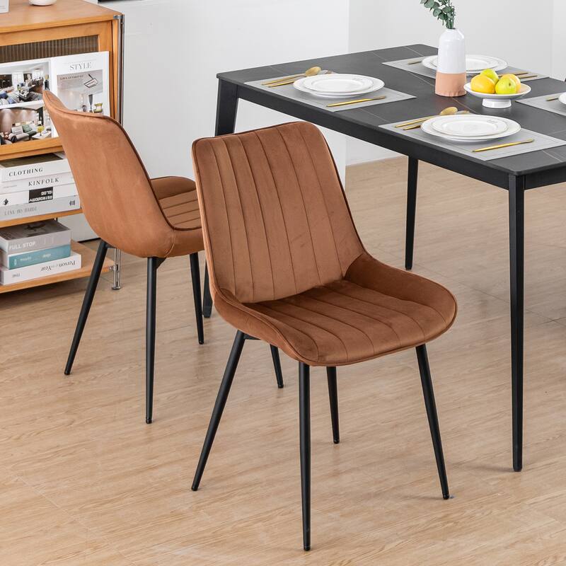 XINMICS Mid-century Modern Dining Chairs, Velvet Upholstered Metal Side Chair, Set of 2/4/6