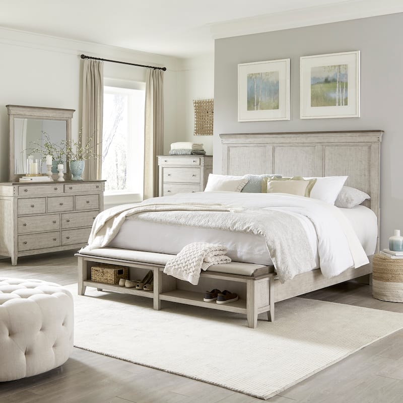 Liberty Furniture Ivy Hollow Storage Bed, Dresser & Mirror, Chest, Night Stand - King, Queen - Bed, Dresser, Mirror, and Chest - Queen