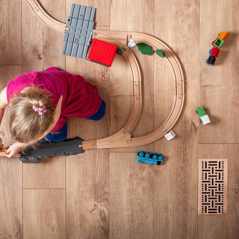 Akicon Check Design 4"x10" Floor Register with Trap Net