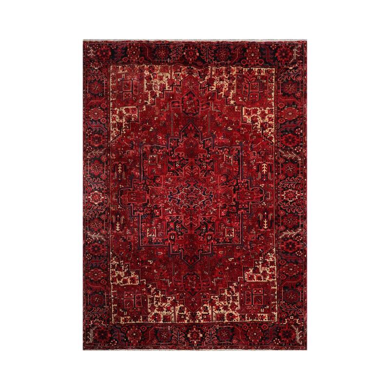 Hand Knotted Heriz Rust, Rose 100% Wool Traditional Oriental Area Rug - 9' 10'' x 13' 8''