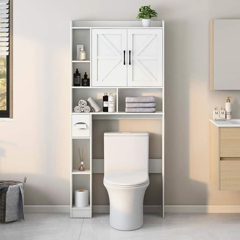 Over The Toilet Storage Cabinet - 7.9"D x 32"W x 67"H