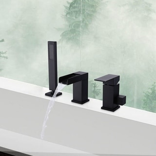 Matte Black Three-piece Bathtub Faucet Set, Single Handle - Bed Bath ...