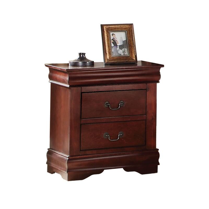 Solid Wood 2-Drawers Nightstands with Metal Handle