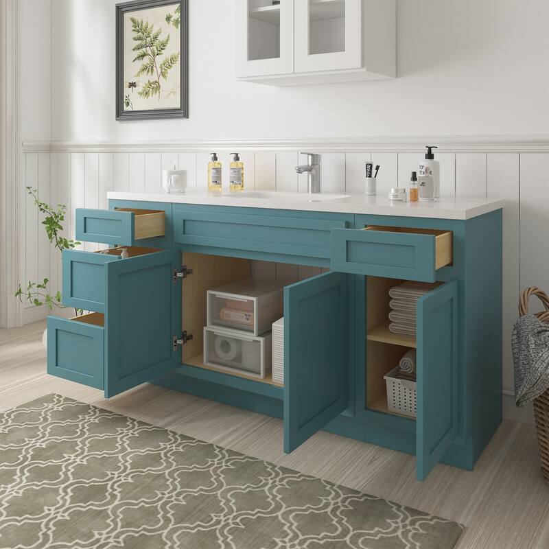 Vanity Art 63" Oak Freestanding Bathroom Vanity Cabinet without Top