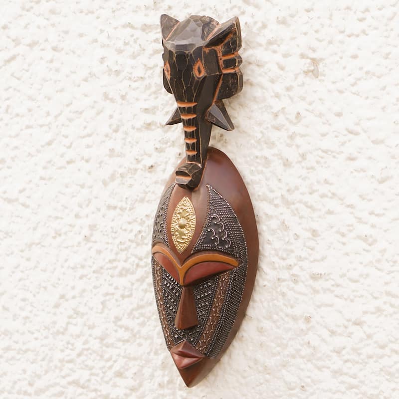 Novica Handmade Elephant Ancestor African Wood Mask