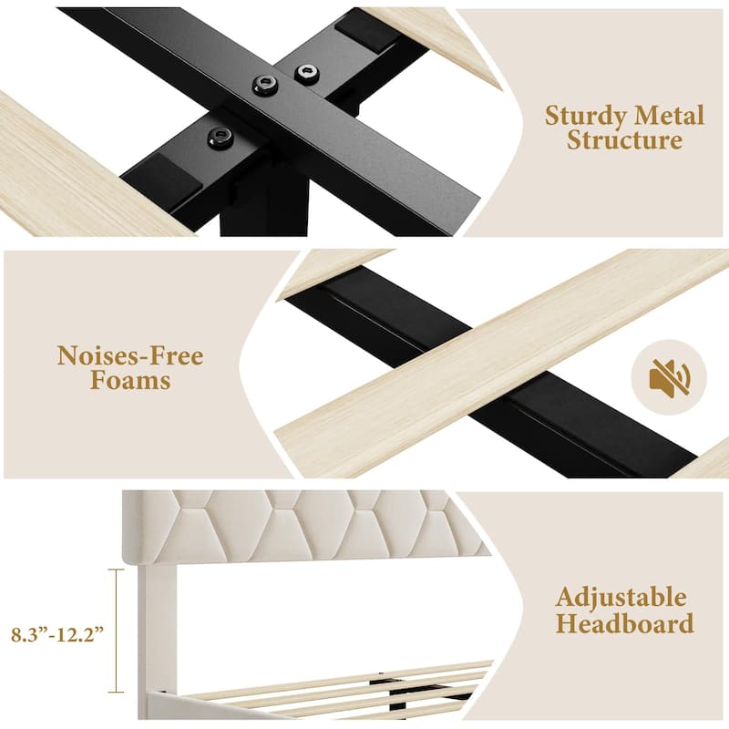 Heavy-Duty Full Platform Bed Frame with Strong Wood Slats