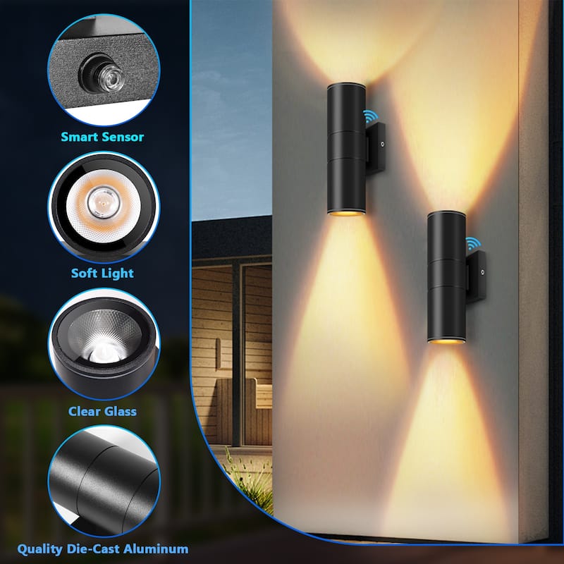 Dusk to Dawn Outdoor Lighting Sensor Wall Lights, IP65 Waterproof Aluminum for Porch Patio etc