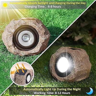 2 Pack Solar Pathway Lights Waterproof LED Landscape Spotlights for Yard Walkway Driveway Auto On/Off - Brown