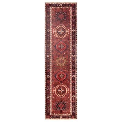 ECARPETGALLERY Hand-knotted Sarabi Dark Red Wool Rug - 2'10 x 10'4