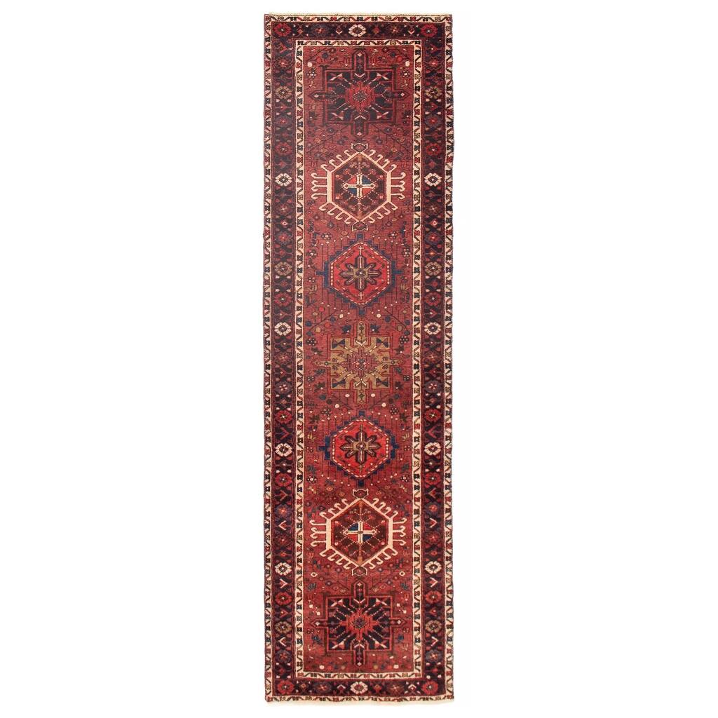 ECARPETGALLERY Hand-knotted Sarabi Dark Red Wool Rug - 2'10 x 10'4