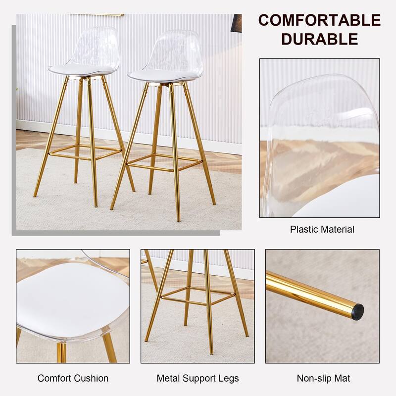 Comfortable Small-Sized Bar Chairs with Metal Legs - Modern Upholstered Style