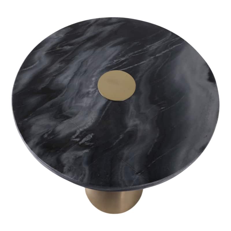 Marble Metal Side Table Round Top Sleek Narrow Base - 22" Grey - 22.25"