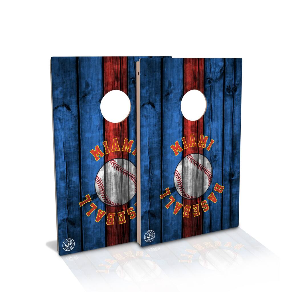 Miami Baseball Tailgate Cornhole Board Set (Includes 8 Bags) - N/A