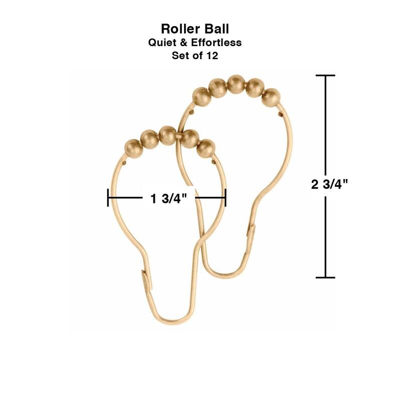 Brass Shower Curtain Ring Roller Ball 12 pieces