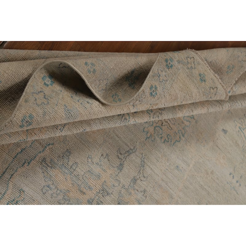 Hand Knotted Oriental 100% Wool Carpet Transitional All-Over Beige & Ivories Oushak Area Rug - 10' 6'' X 8' 2''