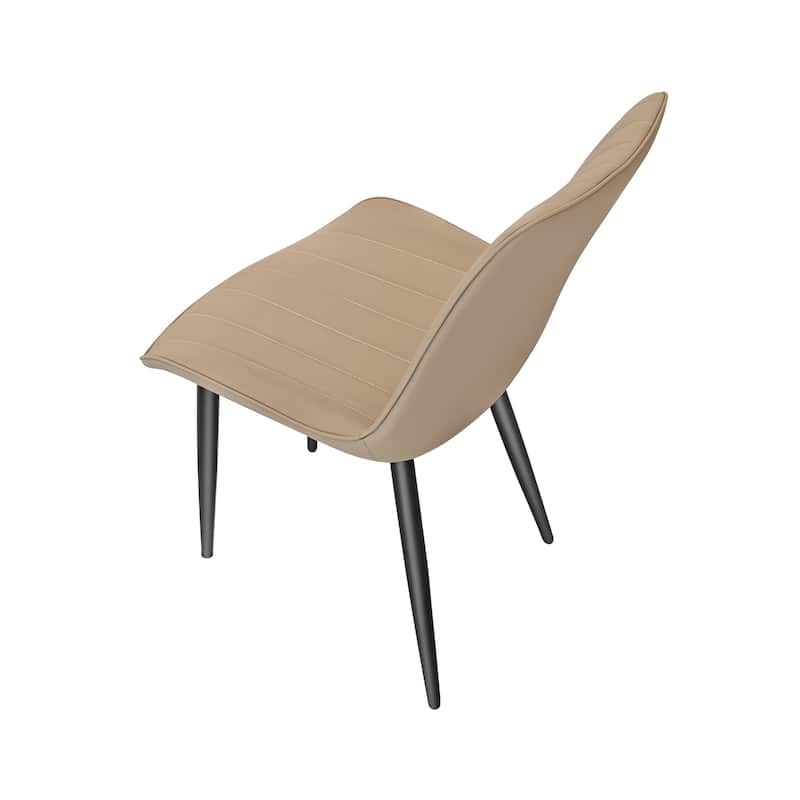 PU Leather Dining Chair with Metal Legs, Wave Pattern Upholstered Armless Chair Set of 6 for Kitchen, Living