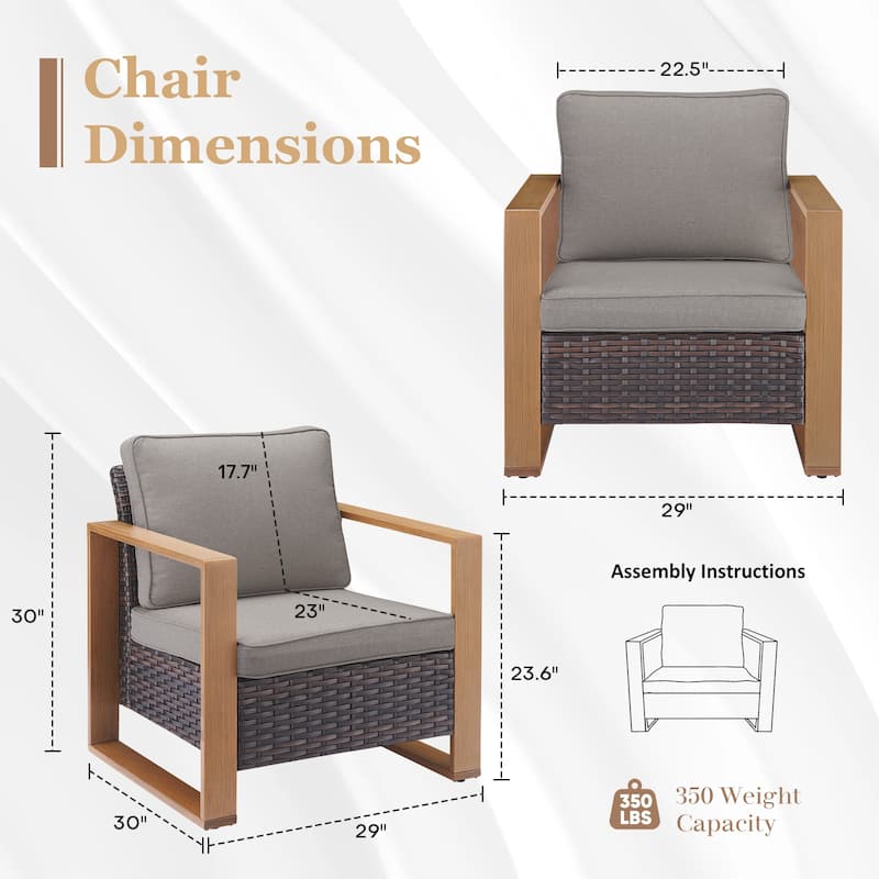 Outdoor Patio Chairs Wicker Chair - 2 Piece - Brown