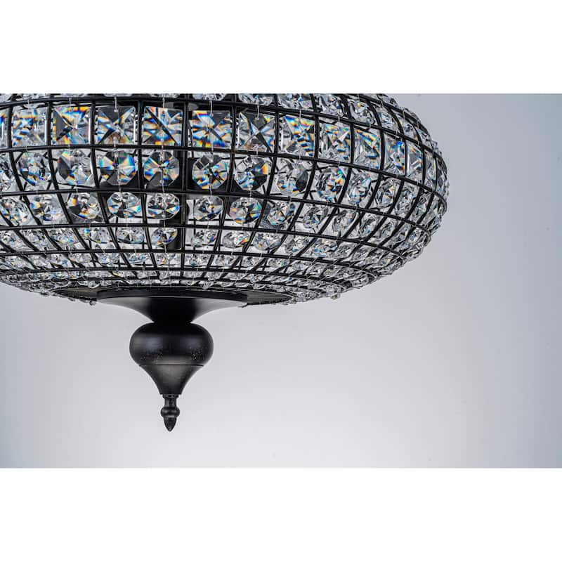 Retro French 4/5-Light Antique Brass Globe Crystal Chandelier for Living/Dining Room